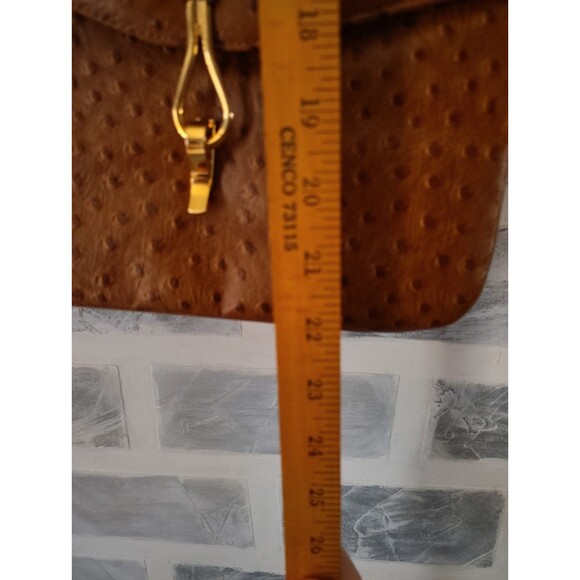 Lederer De Paris Vintage Shoulder Bag Leather Ostrich Print Embellished Tan Y2K - Picture 13 of 15